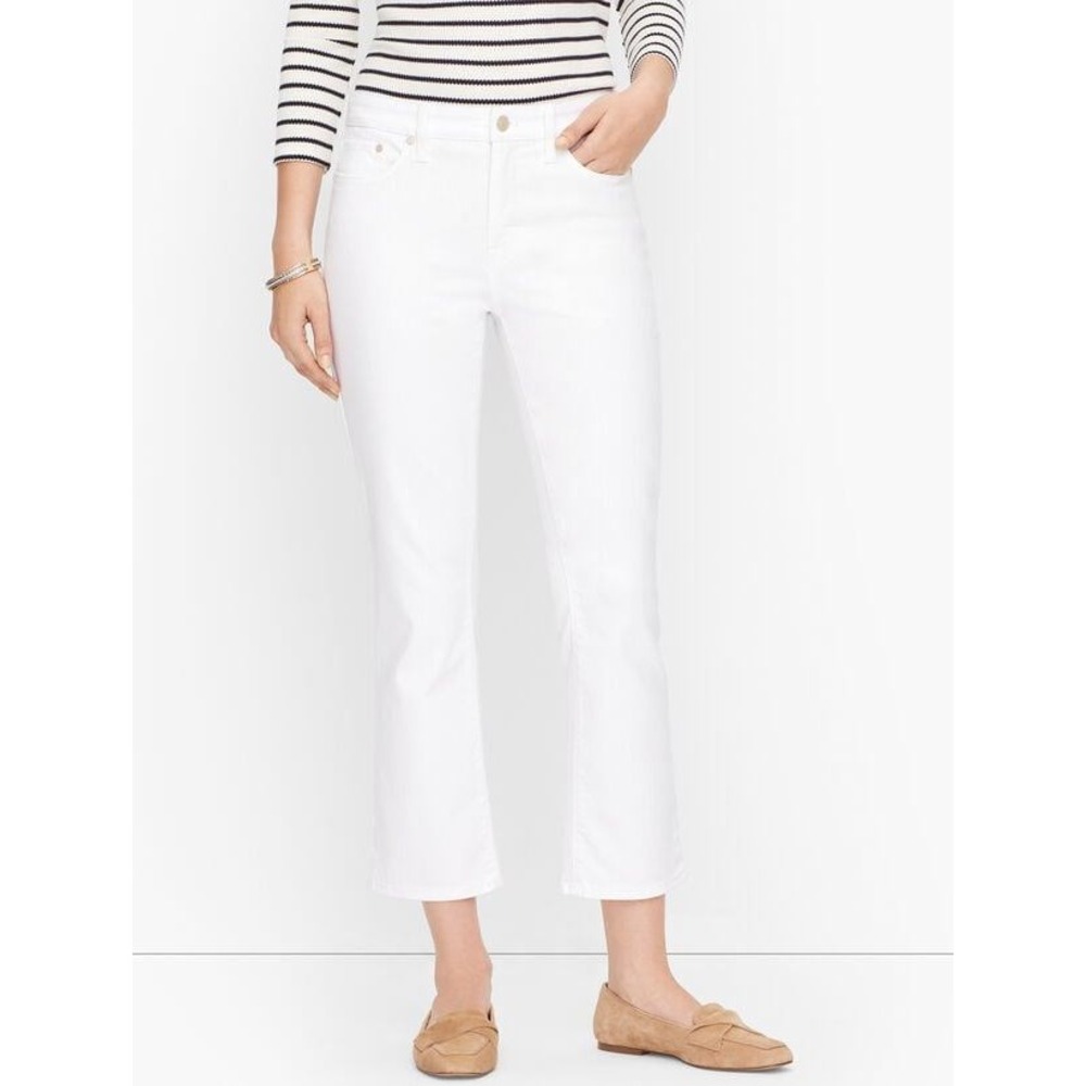 Talbots Jeans Womens 12P White Crop Flare Stretch Denim Petite